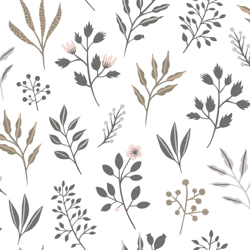 Vintage Flowers - Scandi Florals botanical wallpaper Esta Roll Grey  139081