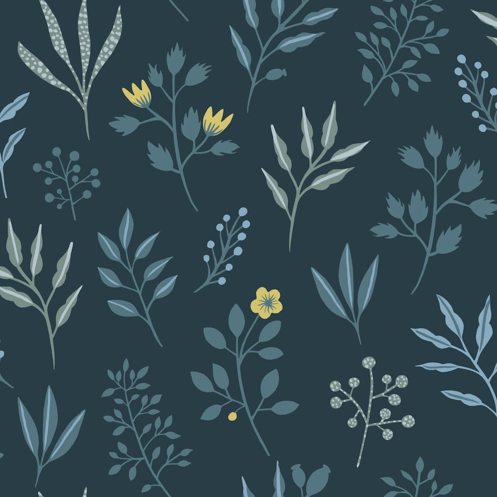 Vintage Flowers - Scandi Florals botanical wallpaper Esta Roll Blue  139082