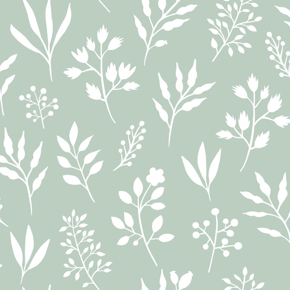 Vintage Flowers - Scandi Florals botanical wallpaper Esta Roll Green  139085