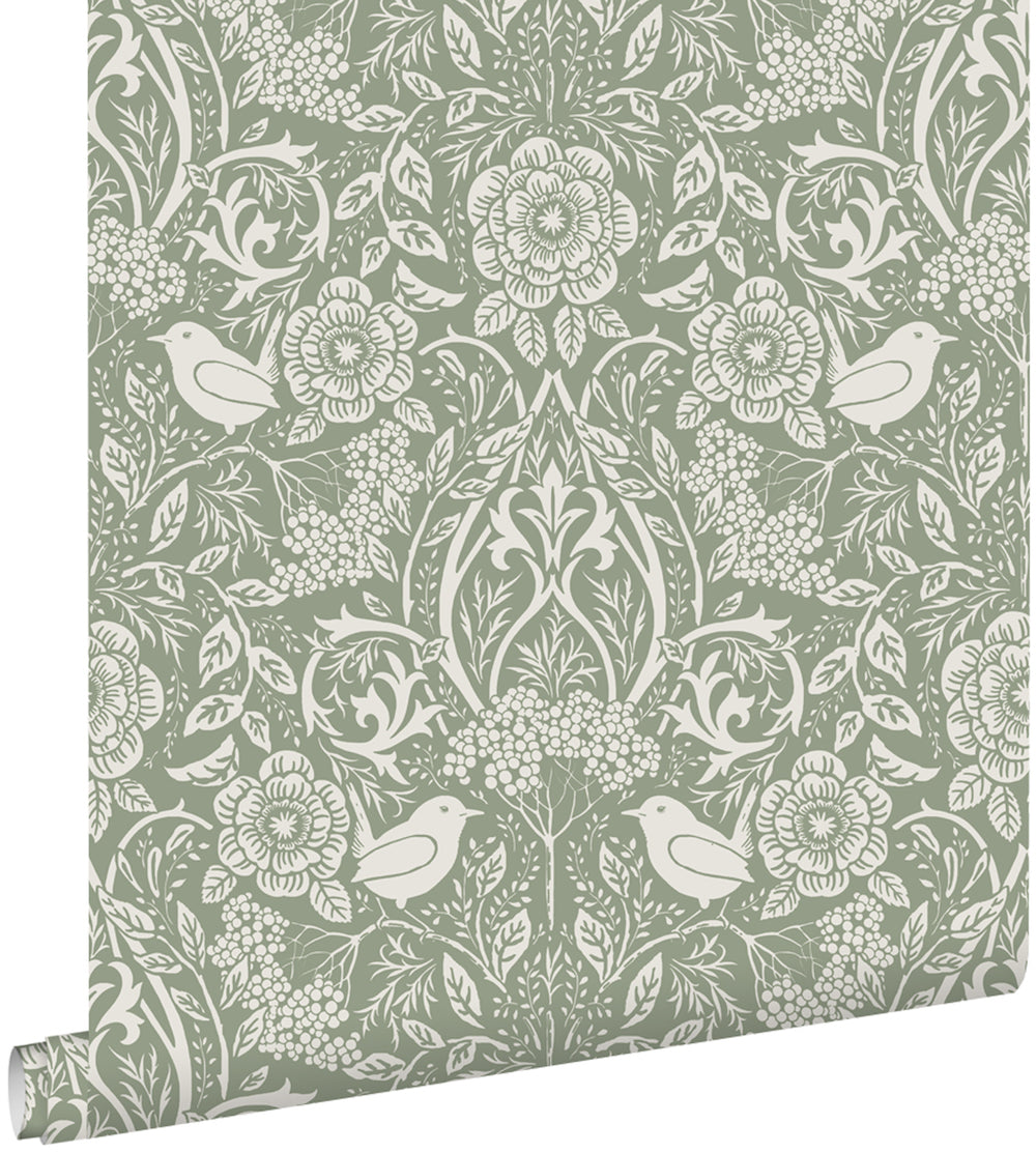 Vintage Flowers - Vintage Birds botanical wallpaper Esta    