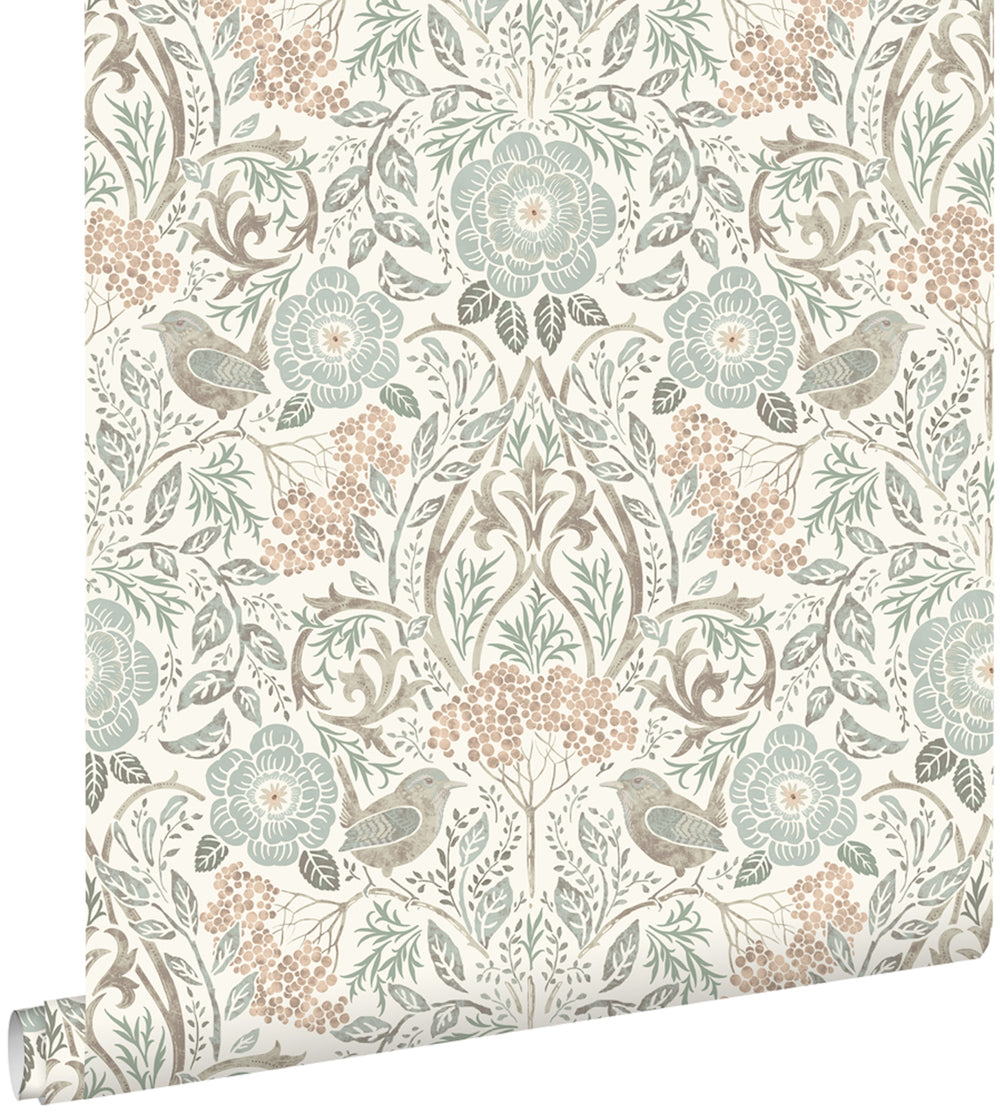 Vintage Flowers - Vintage Birds botanical wallpaper Esta    