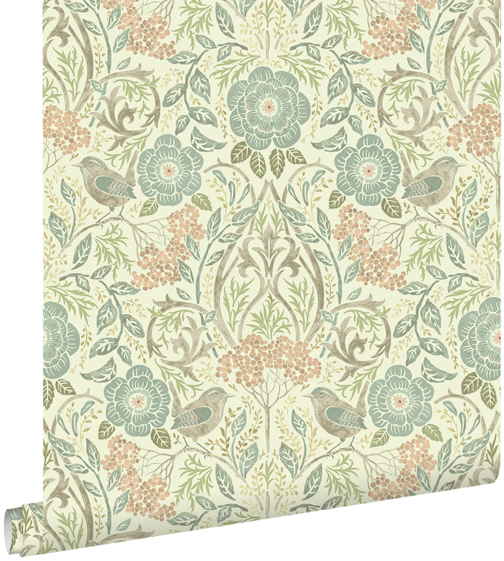 Vintage Flowers - Vintage Birds botanical wallpaper Esta    