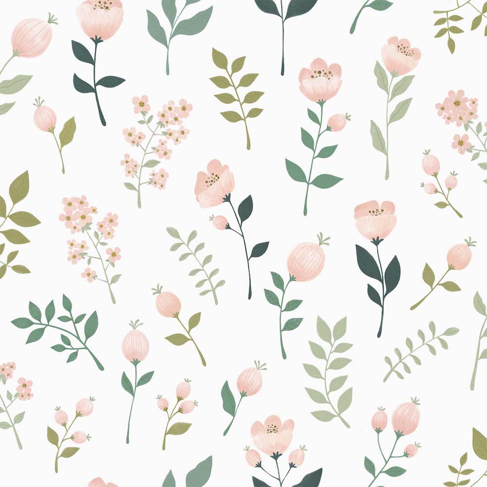 Vintage Flowers - Poppies botanical wallpaper Esta Roll White  139339