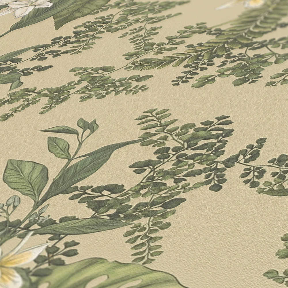 Drawn Into Nature - Flowers & Ferns botanical wallpaper AS Creation    