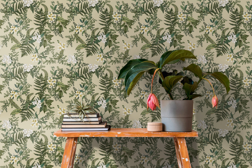 Drawn Into Nature - Flowers & Ferns botanical wallpaper AS Creation    