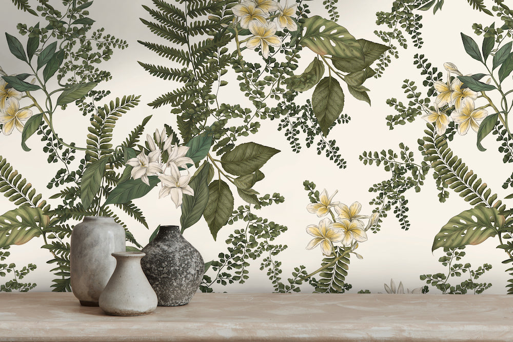 Drawn Into Nature - Flowers & Ferns botanical wallpaper AS Creation    