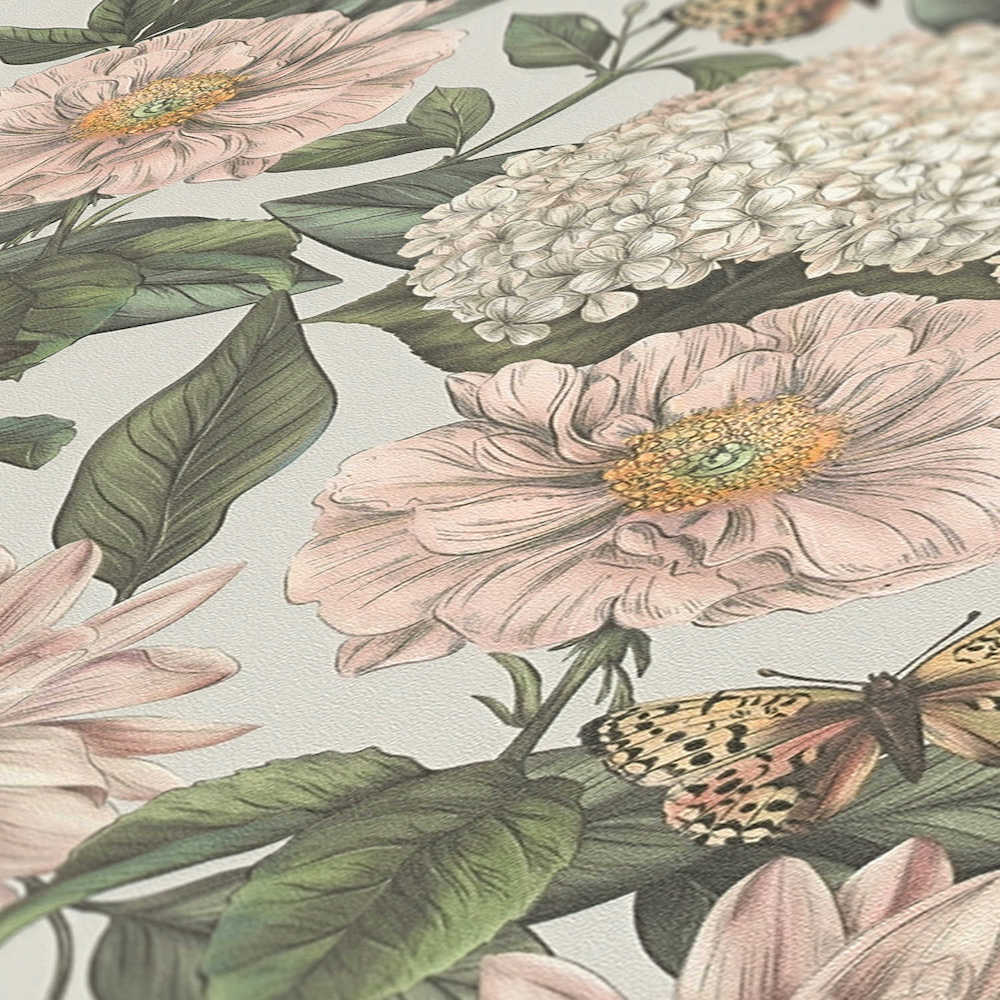 Drawn Into Nature - Flower Poetry botanical wallpaper AS Creation    