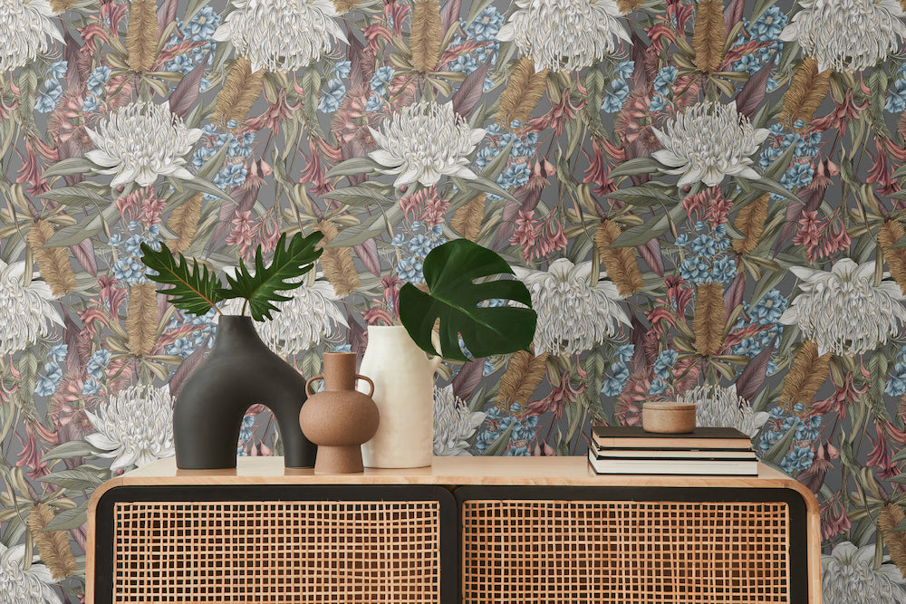 Drawn Into Nature - Flower Power botanical wallpaper AS Creation    