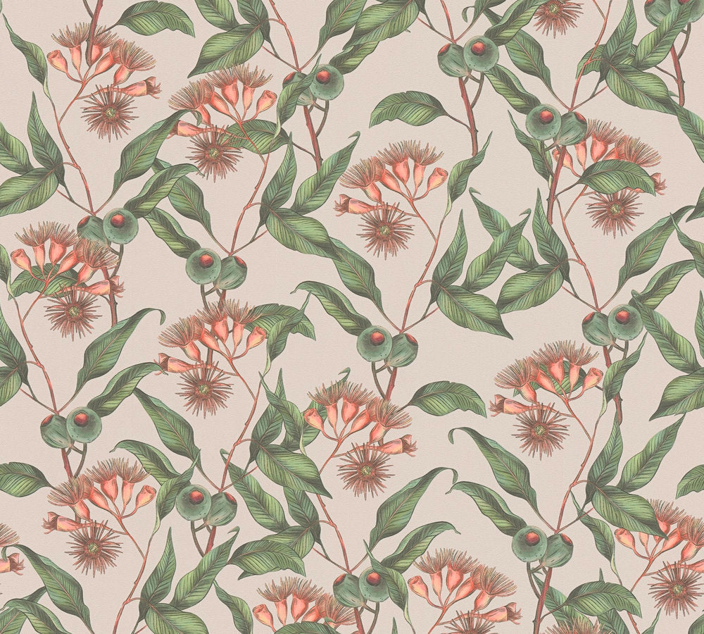 Drawn Into Nature - Leaves & Flowers botanical wallpaper AS Creation Roll Pink  394303