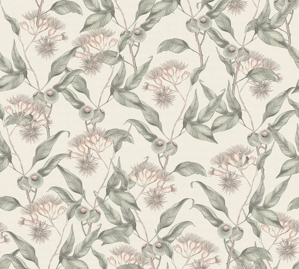 Drawn Into Nature - Leaves & Flowers botanical wallpaper AS Creation Roll White  394304