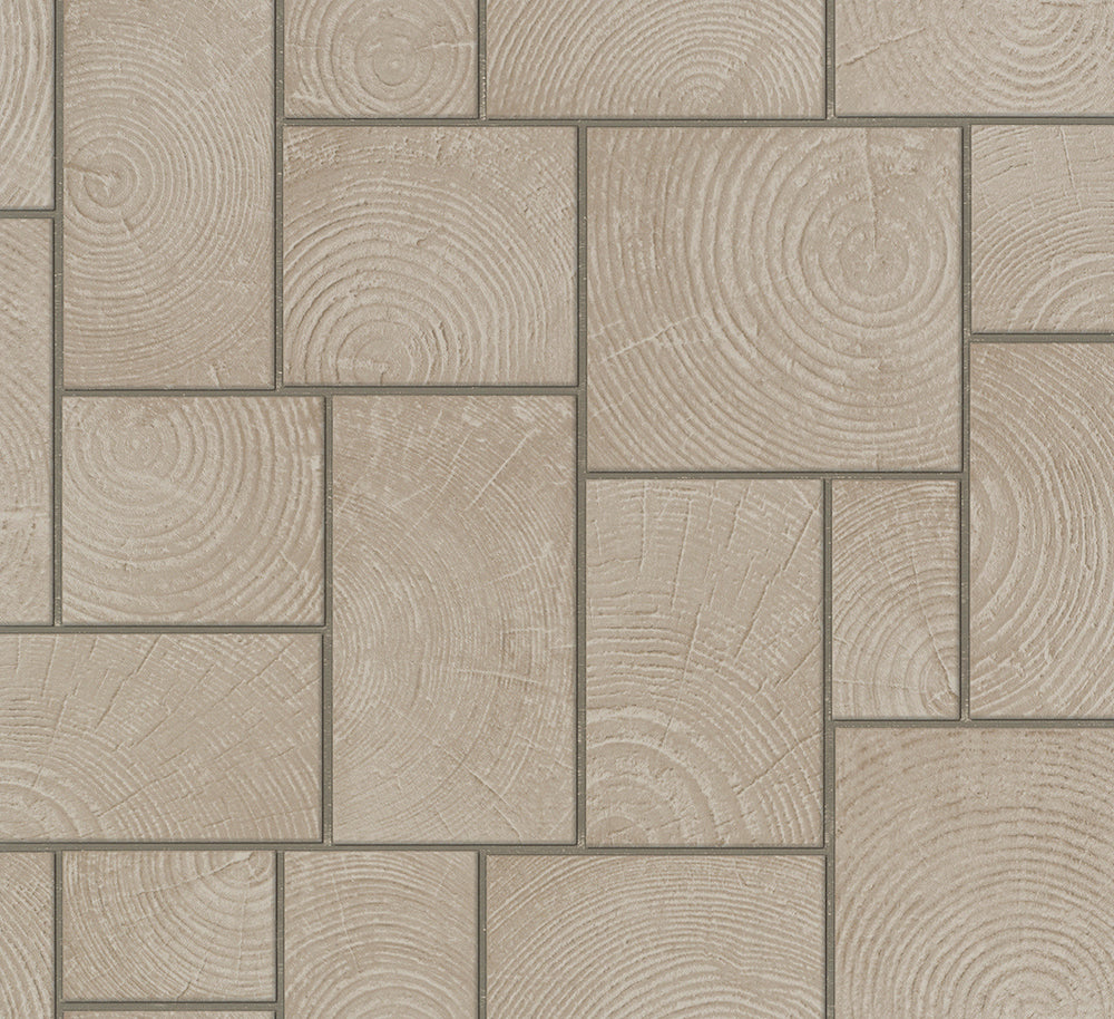 Natural Opulence -  Wood Tiles industrial wallpaper Marburg Roll Beige/Silver  33225