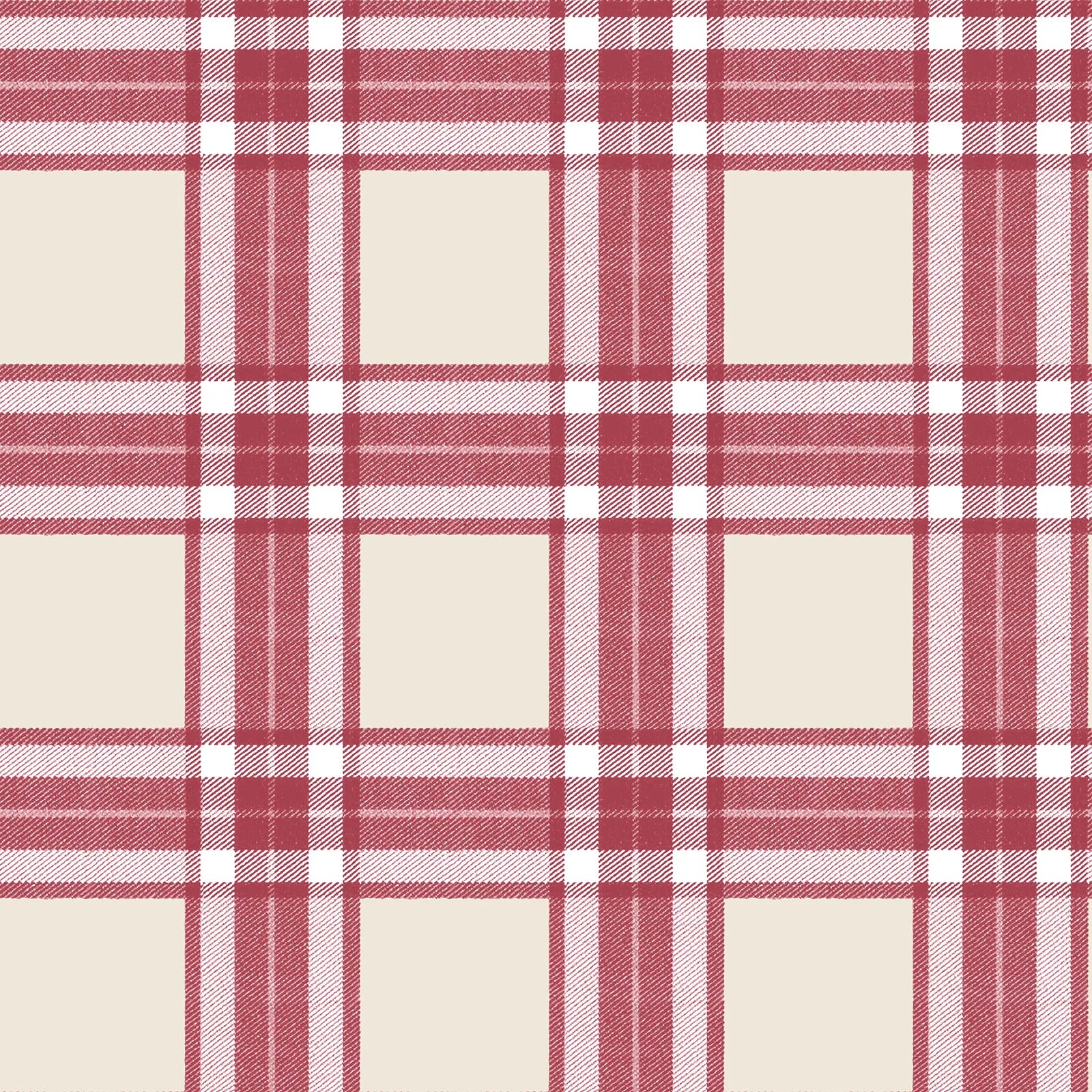 Blooming Garden - Farmhouse Plaid geometric wallpaper Parato Roll Red 84057