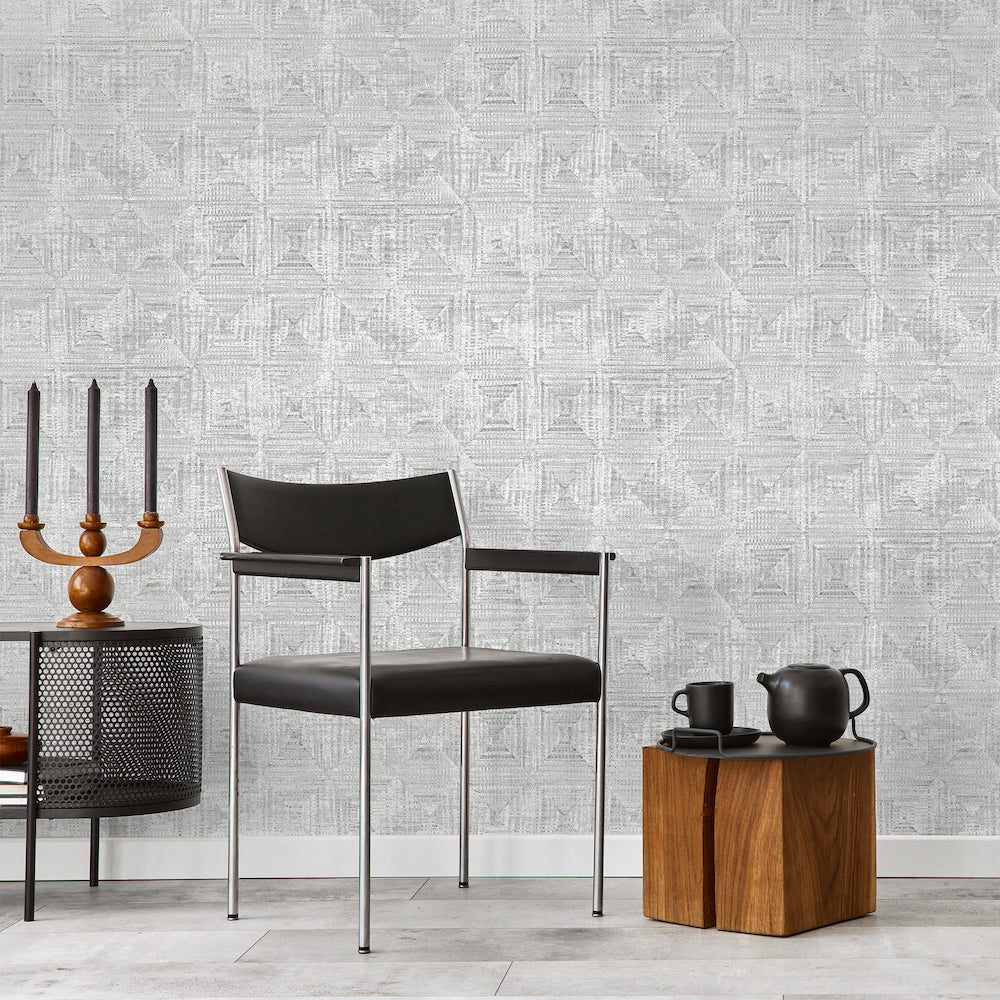 Salt & Pepper - Raffia geometric wallpaper Hohenberger    