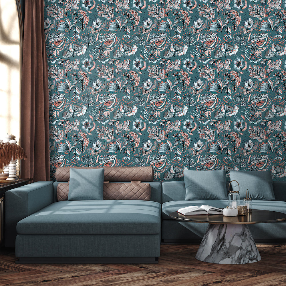 Salt & Pepper - Felice Flock botanical wallpaper Hohenberger    