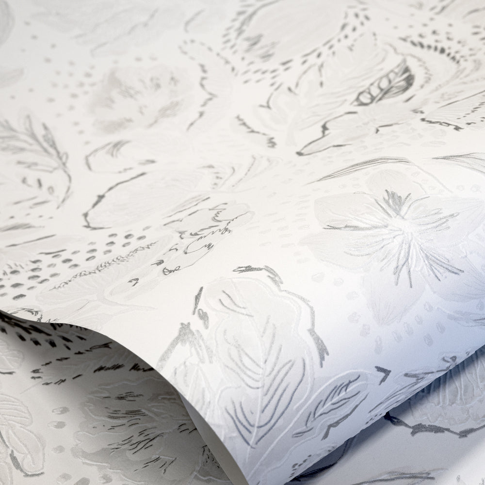 Salt & Pepper - Felice Flock botanical wallpaper Hohenberger    