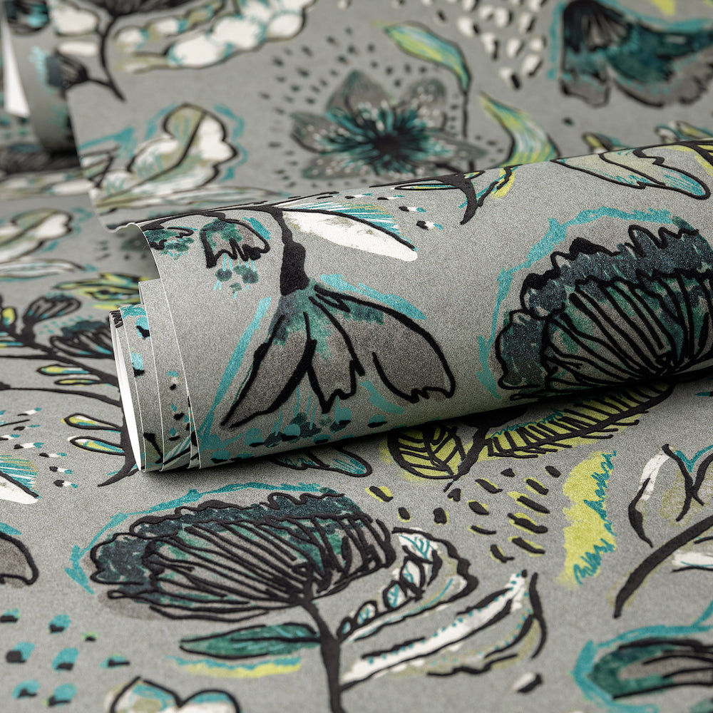 Salt & Pepper - Felice Flock botanical wallpaper Hohenberger    