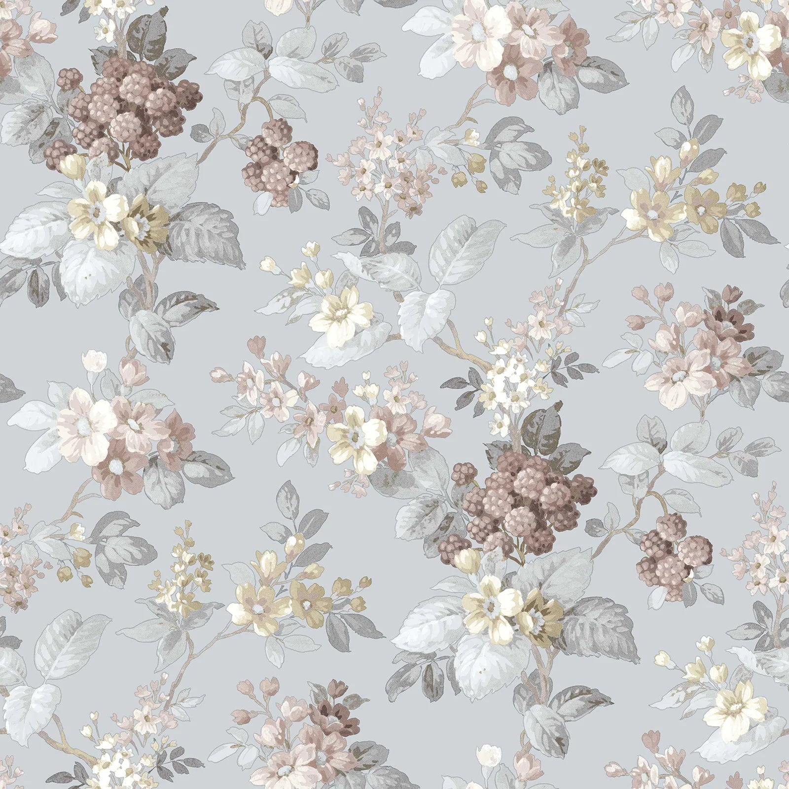 Fiori Country - Blueberry botanical wallpaper Parato Roll Blue 12306