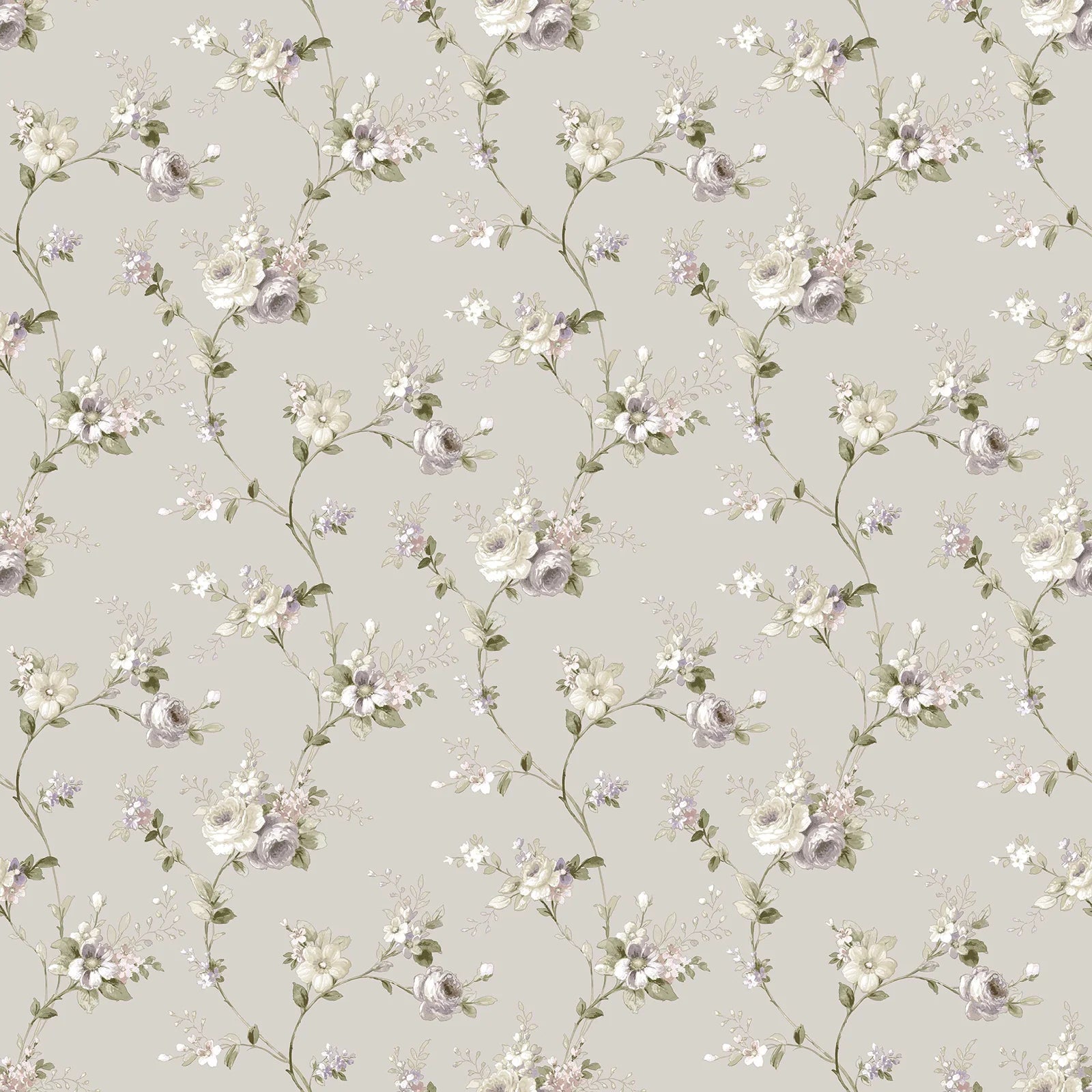 Fiori Country - Fawn botanical wallpaper Parato Roll Gray 12315