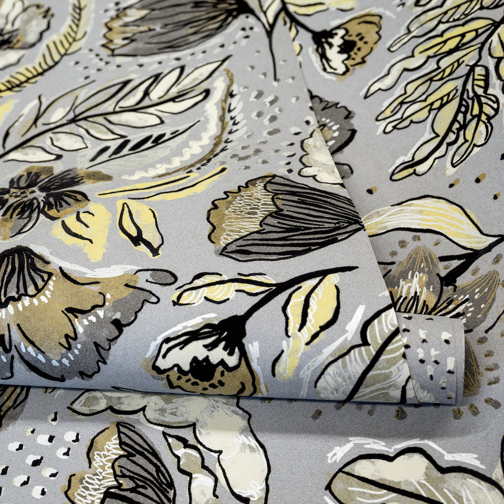 Salt & Pepper - Felice Flock botanical wallpaper Hohenberger    