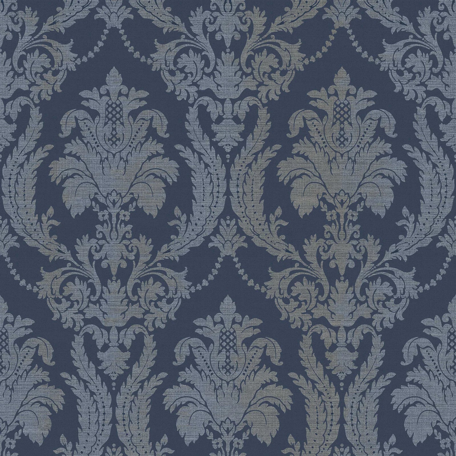 Thema - Arabesque damask wallpaper Parato Roll Dark Blue 28809